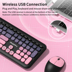 MOFii Wireless Keyboard & Mouse Combo, Cute Macaron Cat Paw Round Keycaps Silent Office Set for Laptops and Desktops