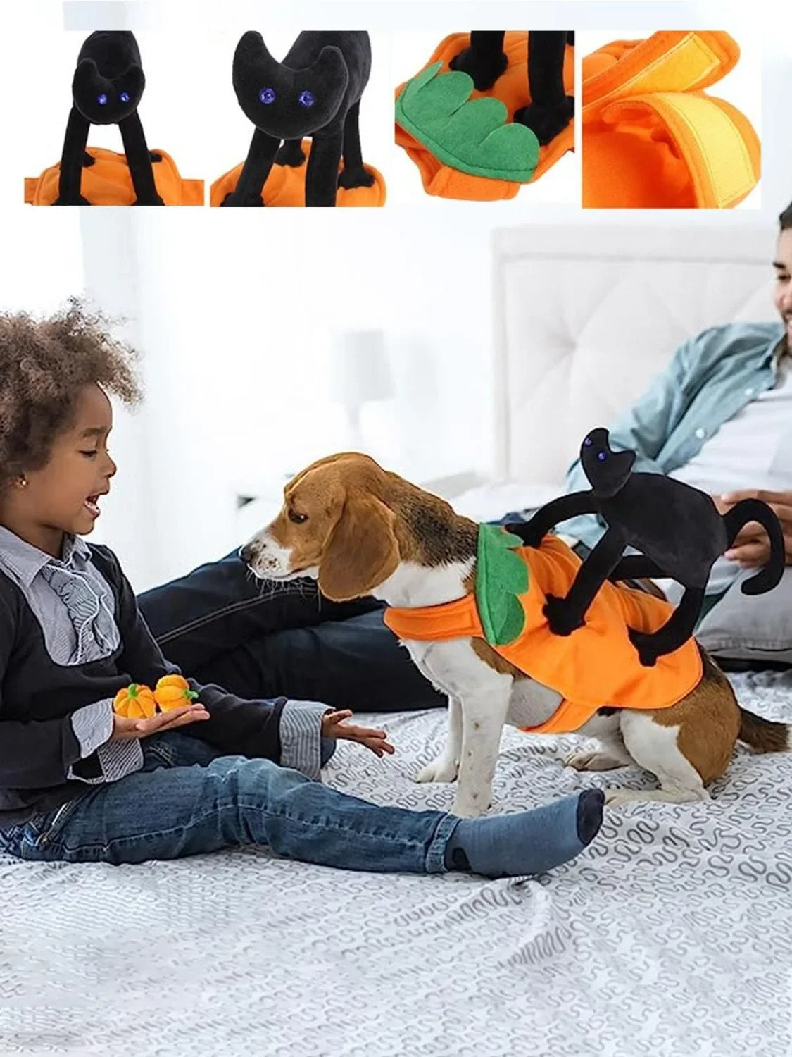 Halloween Pet Costume Pumpkin Black Cat Costumes for Dogs Pets Party Cosplay Clothing Halloween Costume for Small To Large Dogs
