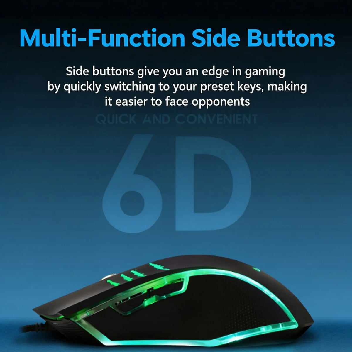 Wired Gaming Mouse RGB Breathing Light 3 Level Adjustable DPI Ergonomic Symmetric Design Skin Friendly Surface Computer Mice