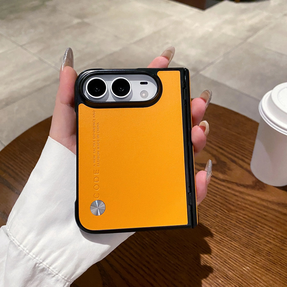 For iPhone Duo iPhone18 Fold Skin Feel Luxury Case With Hinge Protector Lens Protection Shockproof Anti Drop Back Cover Funda