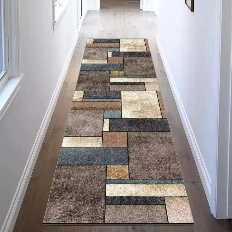 VIKAMA Modern Geometric Flannel Area Rug Non Slip Hallway Doormat