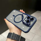 Luxury Magnetic Shockproof Phone Case For iPhone 16 15 14 13 12 17 18 Pro Max For Magsafe Funda Stand Glass Lens Protector Cover