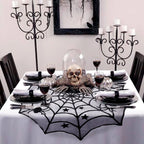 Halloween Table Runner Tablecloth Spider Web Halloween Black Fireplace Mantel Cover for Home Party Halloween Decoration