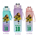 750ML Messi Modrić Neymar Football Star Straw Water Cup Portable Fitness Drink Bottle Kettle Leakproof Drinkware Fans Gifts