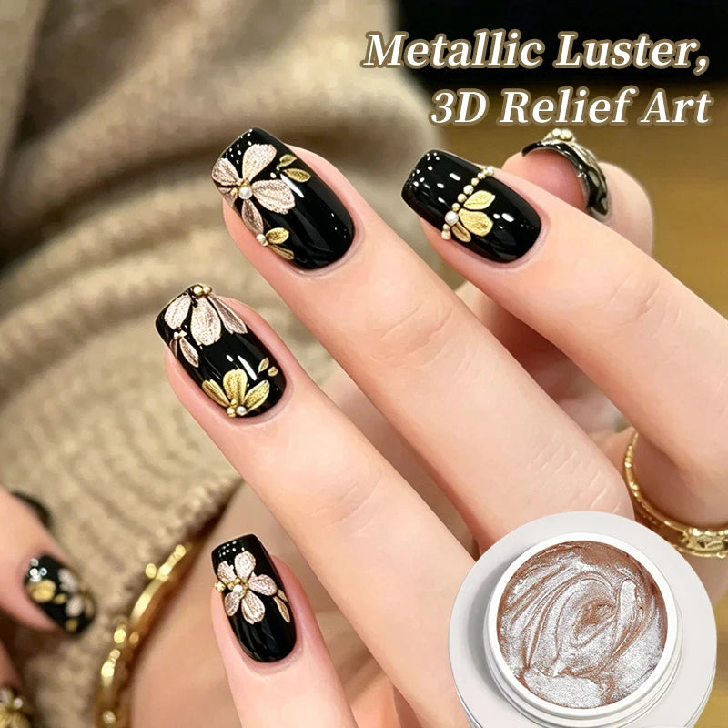 BORN PRETTY 5ml 3D Metal Painting Gel Embossed Nail Gel Polish Plaster Texture Drawing Carving Gel Nail Art Manicure Supplies