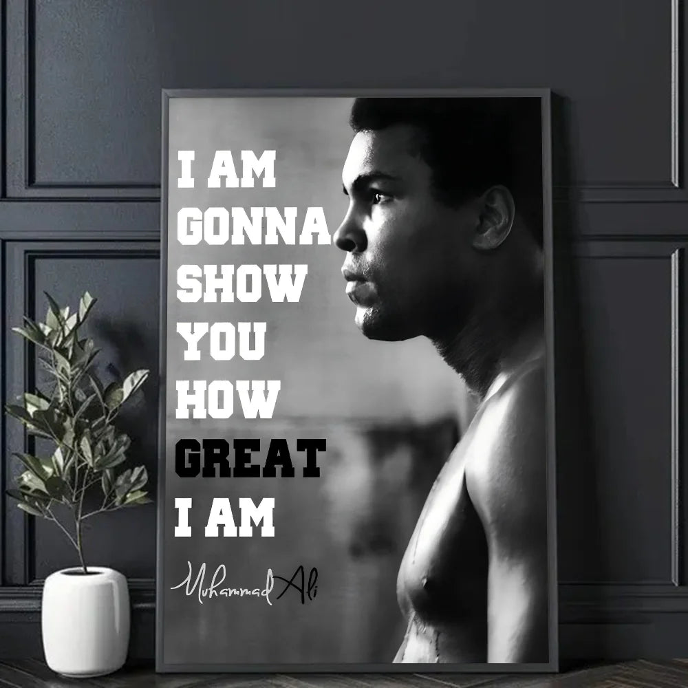 Mike Tyson Muhammad Ali Motivational Quote Poster Sticky Wall Art Printing Waterproof Home Living Bed Room Bar Aesthetic Decor