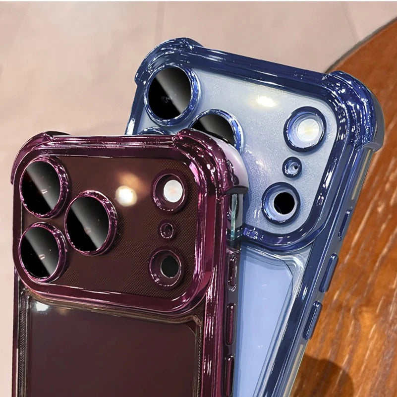 Luxury Electroplate Shockproof Transparent Phone Case For iPhone 18 17 16 15 14 13 12 Pro Max Plus Air Clear Bumper Cases Cover