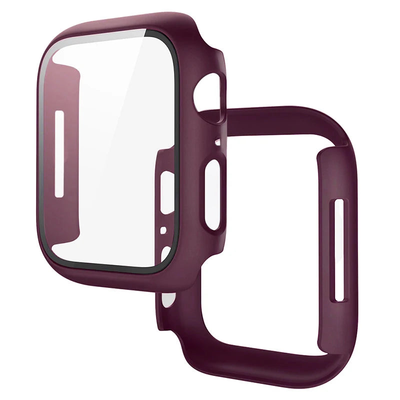 Tempered Glass+Cover For Apple Watch 11 10 9 8 7 46mm 42mm PC Bumper Screen Protector Case iWatch Series 7 6 5 4 SE3 44 40 45mm