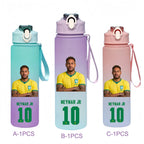 750ML Messi Modrić Neymar Football Star Straw Water Cup Portable Fitness Drink Bottle Kettle Leakproof Drinkware Fans Gifts