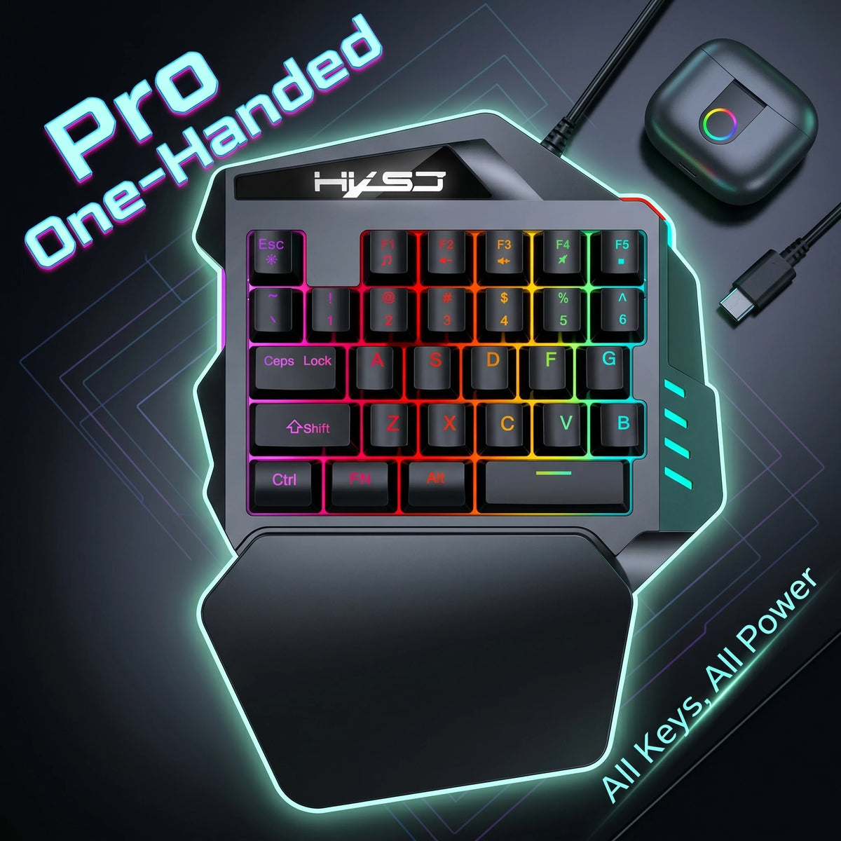 Ergonomic 35-Key Gaming Keyboard with RGB Lighting USB Powered One-Handed Design Thin Film Keys for Enhanced Gaming Experience