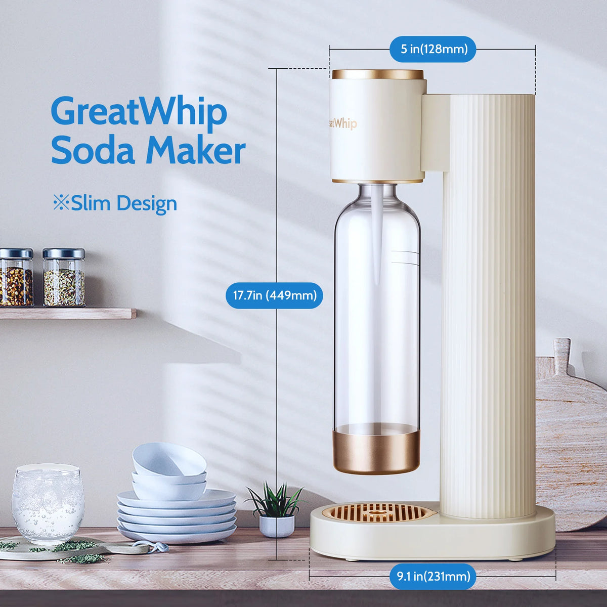 Greatwhip Home Use Soda Machine for 0.6L Co2 Cylinder Sparkling Water Soda Water Maker With 1L PET Bottle