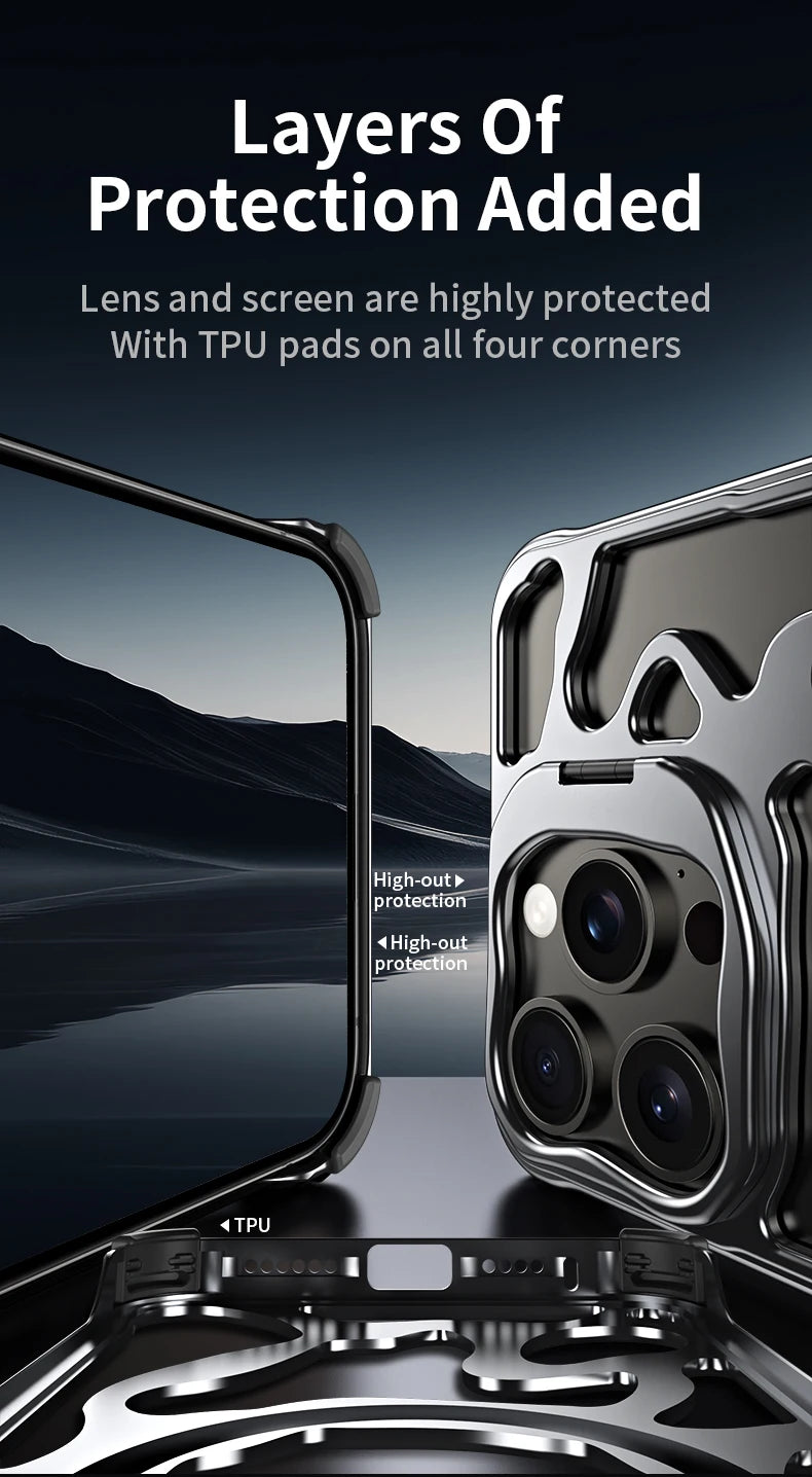 Titanium Aluminum Case for iPhone 16 15 14 13 Pro Max MagSafe Cooling Cover