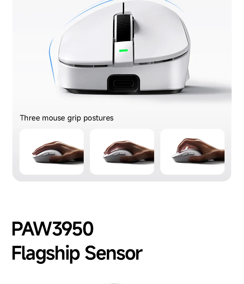 MCHOSE A7 Ultra RE Gaming Mouse 8000Hz Polling Rate Ergonomic Design 20000fps 42000DPI 750IPS Super Glide Coating 500mAh Battery