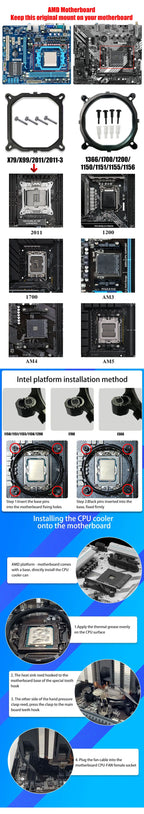 CPU Air Cooler X79 X99 3Pin/4Pin PWM Processor Cooling Fan For Intel LGA 1366 1151 1155 1200 1700 2011 AMD AM3 AM4 AM5