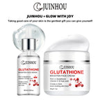 JUINHOU Glutathione Vitamin C Brighten Face Cream and Serum Set Even Skin Tone Niacinamide Anti-Oxidation Radiant Glow Skin