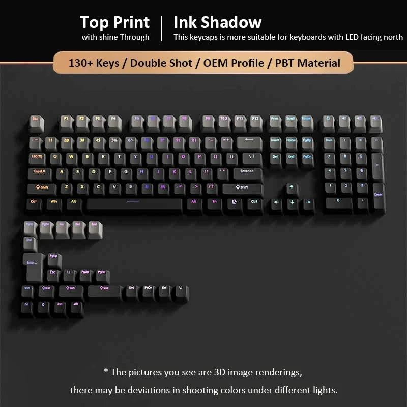 2026 Original Daylight Keycaps PTB Translucent, Side-engraved Oem 135 Keys, Customized To Fit 60/84/98/108 Mechanical Keyboards.