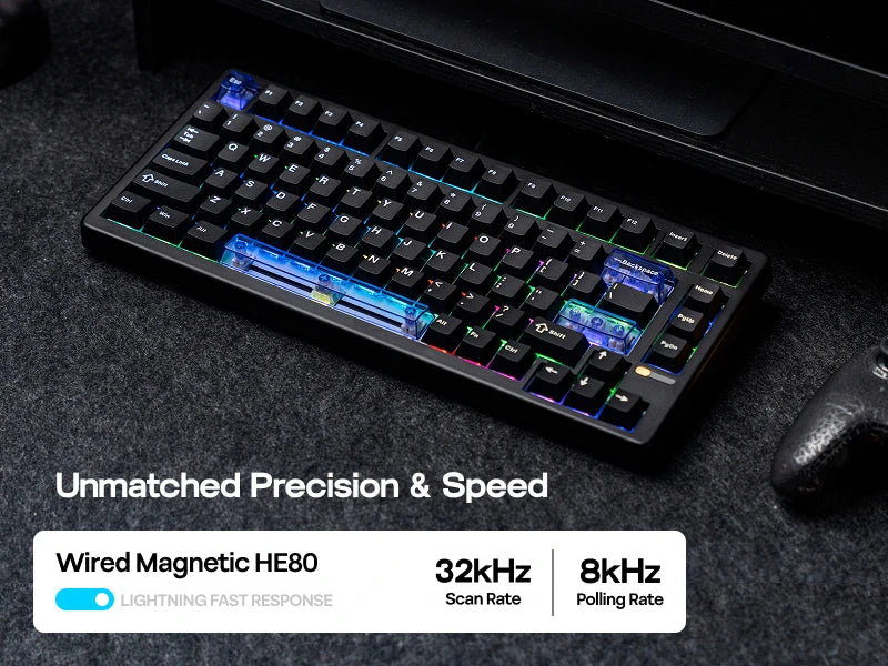 EPOMAKER HE80 75% US QWERTY Layout Hot-Swap Creamy Gasket Wired Hall Effect Magnetic Mechanical Keyboard DKS SOCD for PC/Mac
