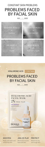 20pcs BIOAQUA Centella Collagen Face Mask Moisturizing Refreshing Sheet Masks Hyaluronic Acid Facial Mask Skin Care Products