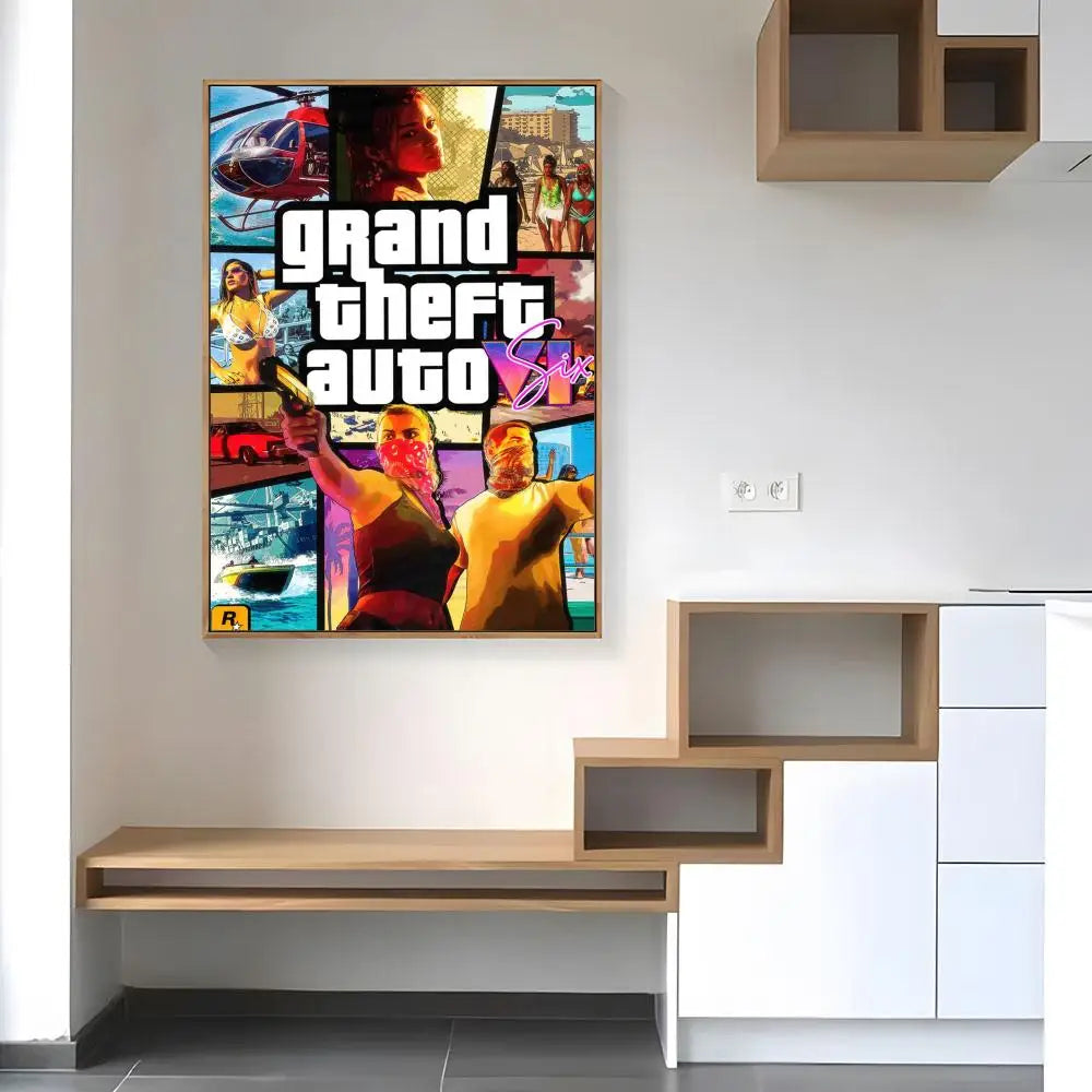 Hot Game G-Gta 6 Poster Paper Print Home Living Room Bedroom Entrance Bar Cafe Art Painting Decoration