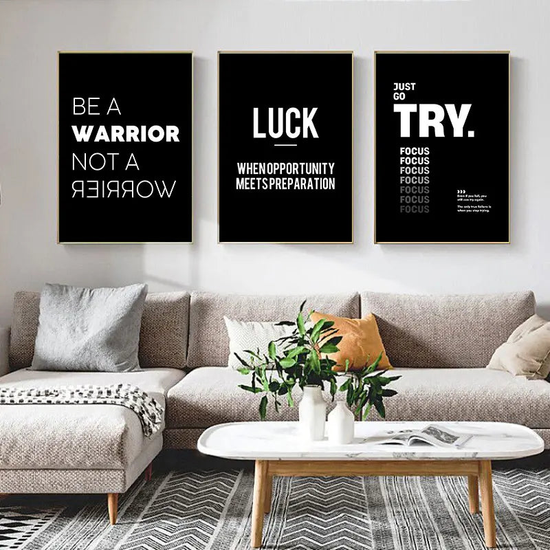 Simple Black White Inspirational Quotes Canvas Art Poster Prints Modern Motivational Wall Decorative Picture for Home Office