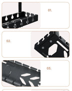 Retractable No Drill Clamp On Under Desk Cable Tray Metal Power Strip Wire Organizer Router Cord Storage Holder