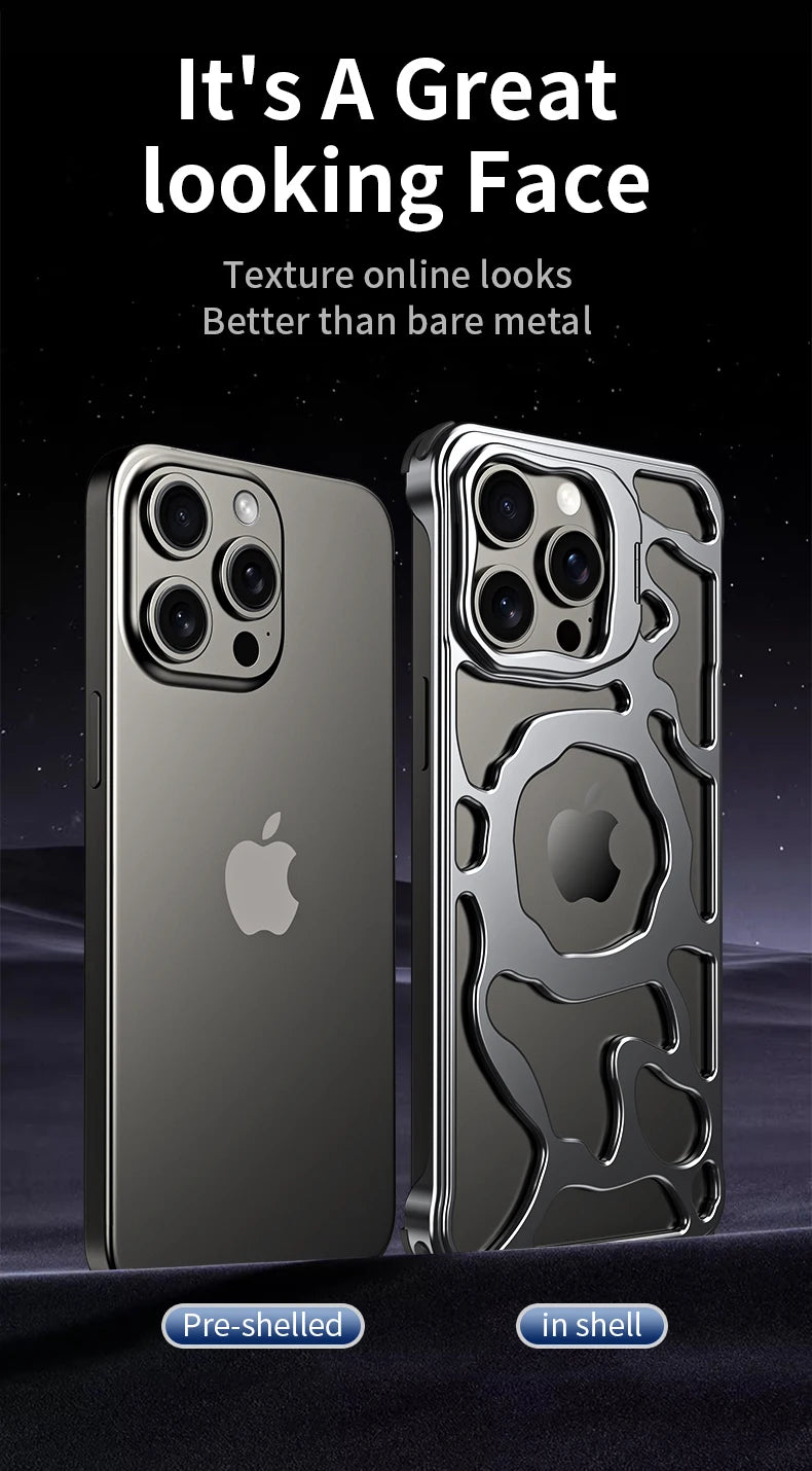 Titanium Aluminum Case for iPhone 16 15 14 13 Pro Max MagSafe Cooling Cover