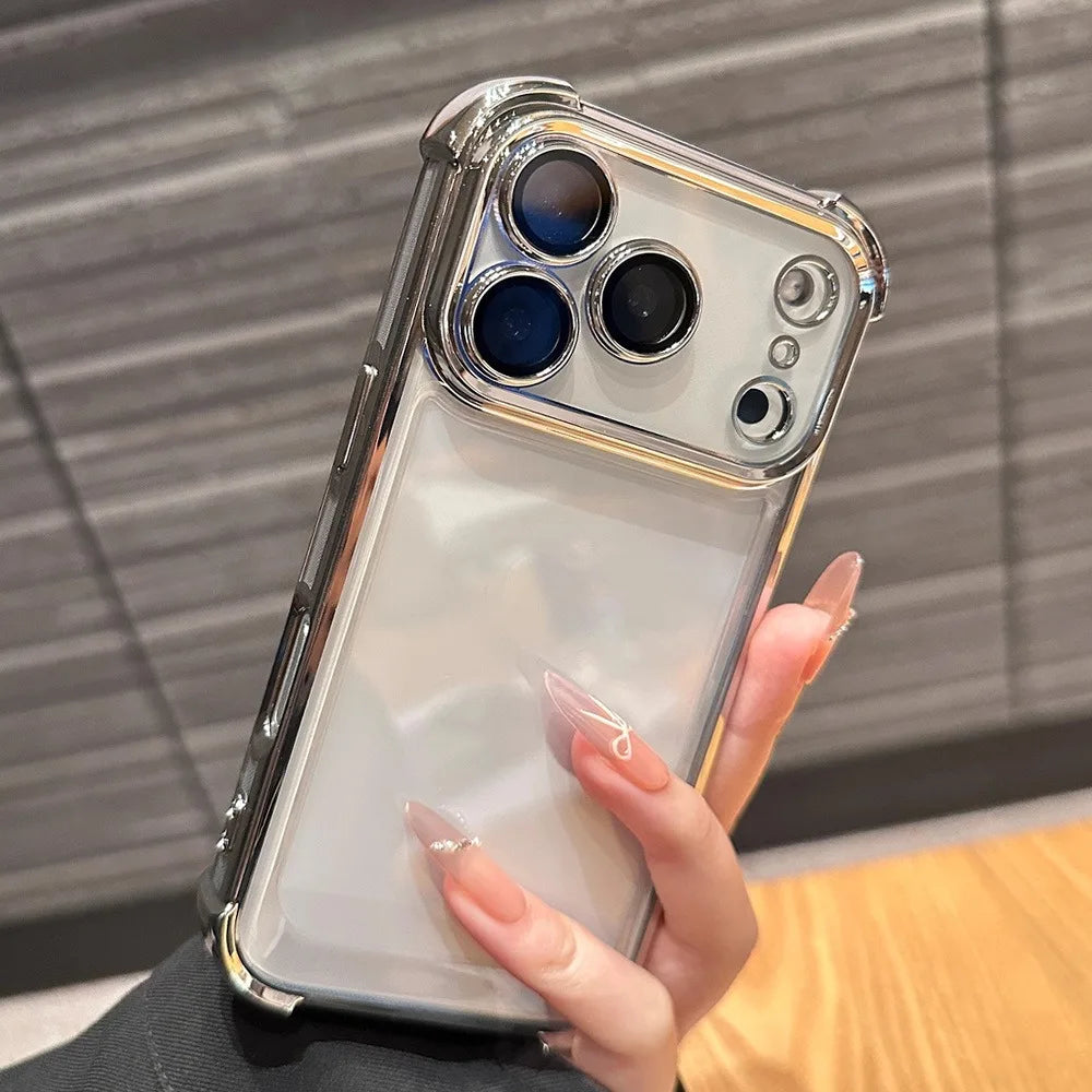 Luxury Buffer Impact Shockproof Plating Transparent Phone Case For iPhone 18 17 16 15 14 13 12 11 Pro Max 16Plus Air Clear Cover
