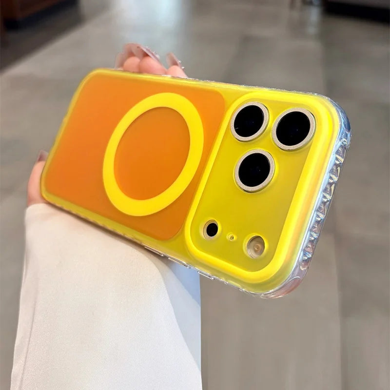 Luxury Laser Aurora Gradient For Magsafe Phone Case For iPhone 18 15 16 17 Pro Max Magnetic Wireless Charging Hard Bumper Cover