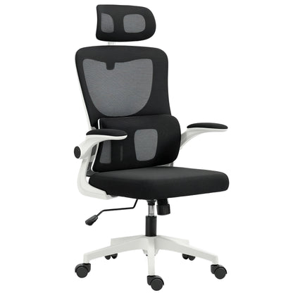 360° swivel desk chair with adjustable headrest and lumbar support – black, seat height adjustable