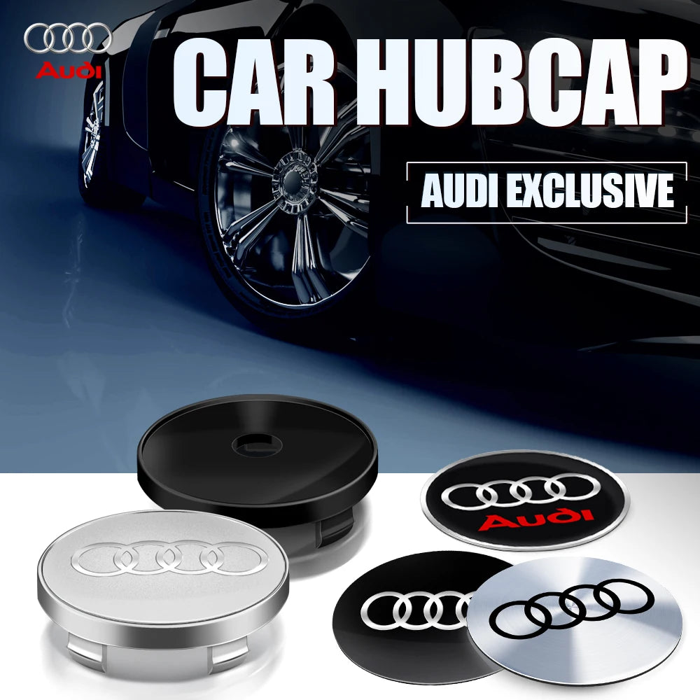 56/60/65MM Car Wheel Hub Caps Auto Emblem Tyre Center Covers Accessories For Audi A1 A2 A3 A4 A5 A6 A7 A8 Quyttro Sline RS Q2 Q3