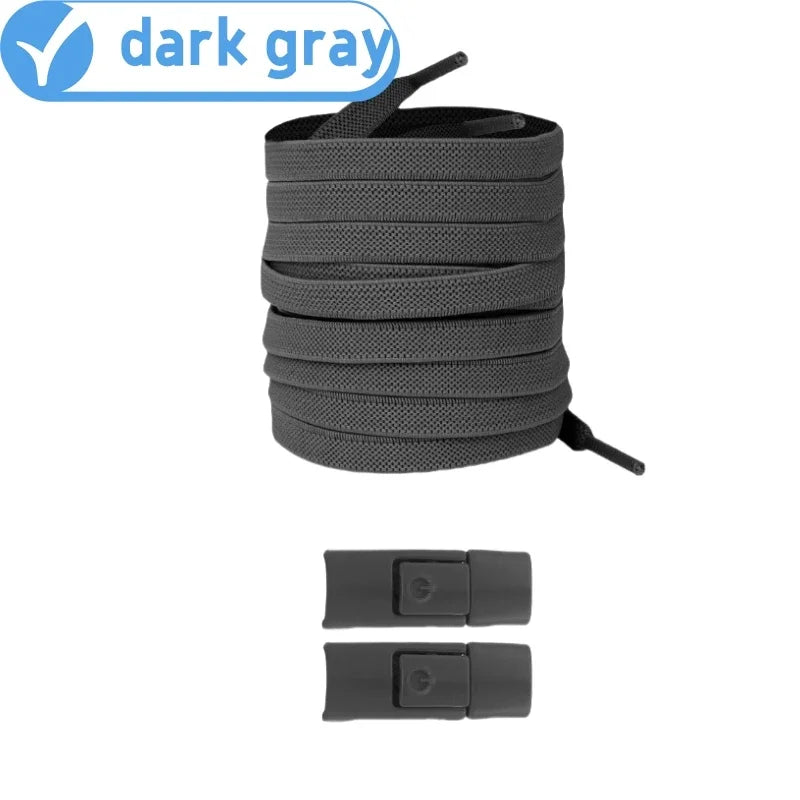 New Without Ties Elastic Laces No Tie Shoe Laces Press Lock Shoelaces Sneaker Kids Adult 8MM Widened Flat Shoelace for Shoes