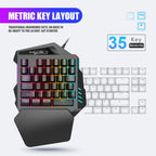Ergonomic 35-Key Gaming Keyboard with RGB Lighting USB Powered One-Handed Design Thin Film Keys for Enhanced Gaming Experience