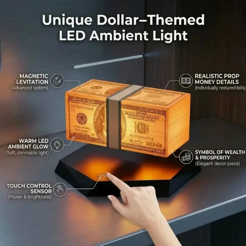 Floating Money Lamp for Fans Levitating Dollar Lamp Desk Gadget for Game Room Office Man Cave Decor Unique Gift for Gamers