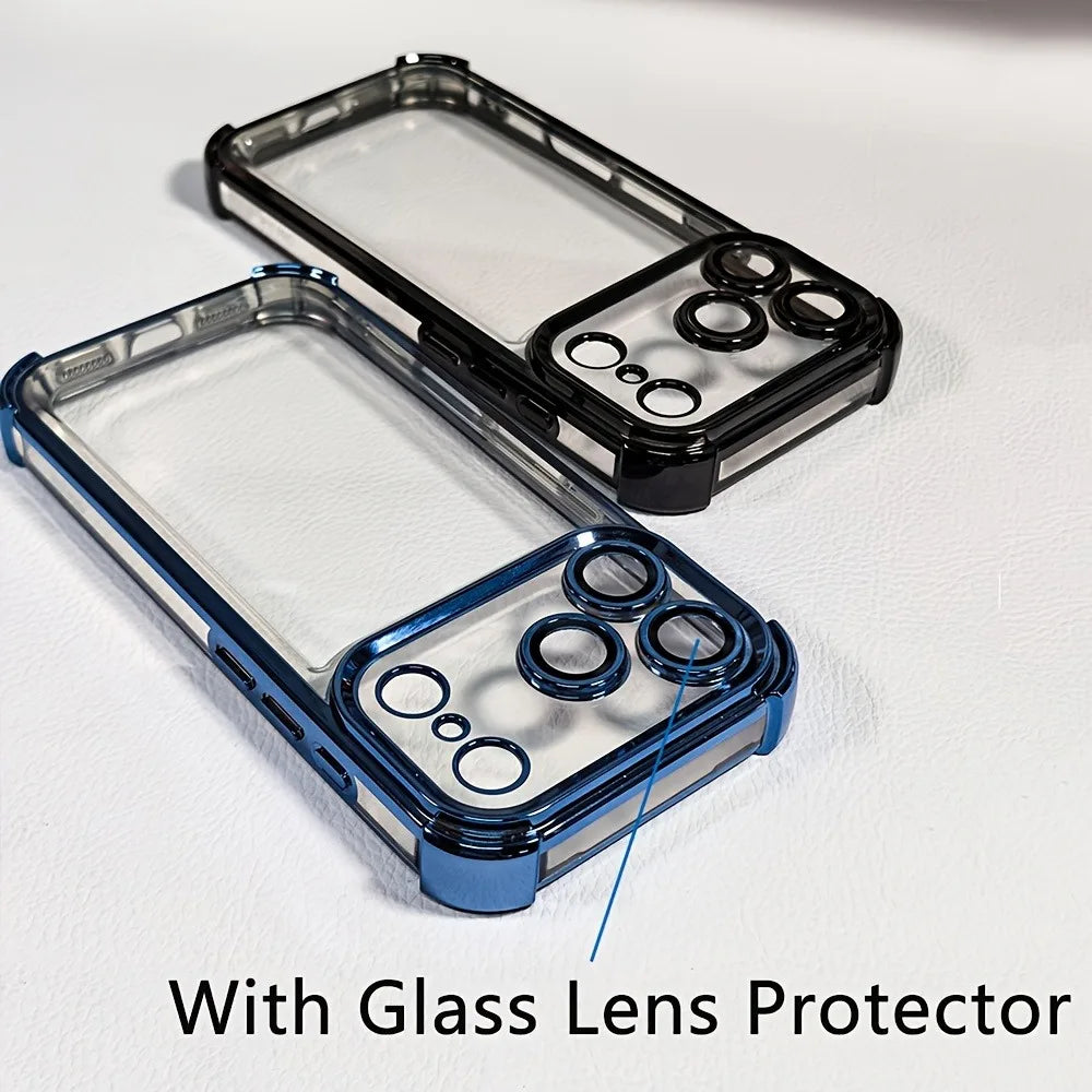 Luxury Buffer Impact Shockproof Plating Transparent Phone Case For iPhone 18 17 16 15 14 13 12 11 Pro Max 16Plus Air Clear Cover