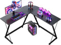 Coleshome Gaming Table 120x120 cm Gaming desk L Shape Stable Carbon Fiber Black