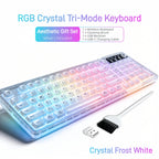 Transparent Wireless Gaming Keyboard, Tri‑Mode 2.4G/BT/USB‑C, 99‑Key 1800 Compact Layout, RGB Clear PC Keycaps, Mechanical‑Like Typing Feel for Office & Desk Setup