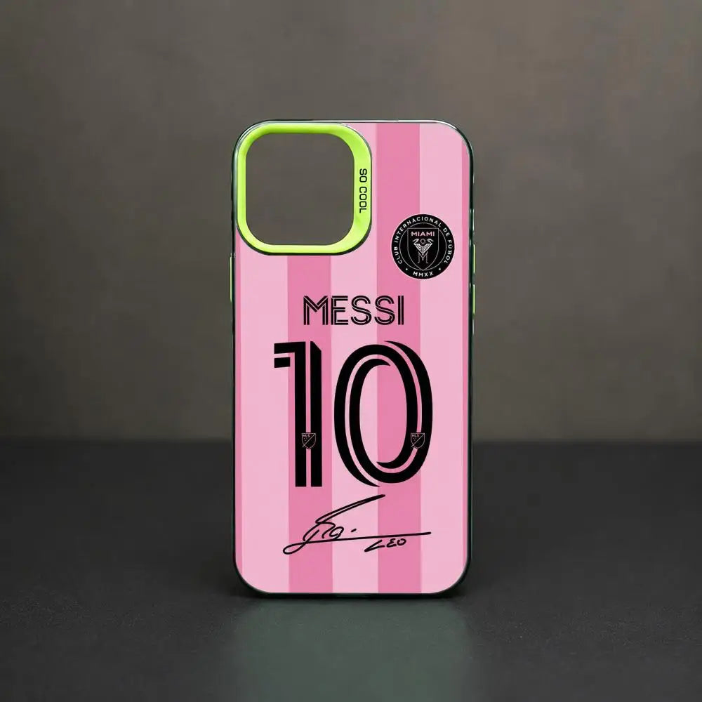 Messi Number 10 Gradient Silver Shockproof Phone Case For iPhone 11 To 17