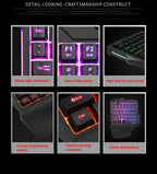 RGB Backlit Gaming Keyboard And Mouse Combo One-Handed Keypad with 3200 DPI Mouse Game Converter for PS4 Xbox Nintendo Switch