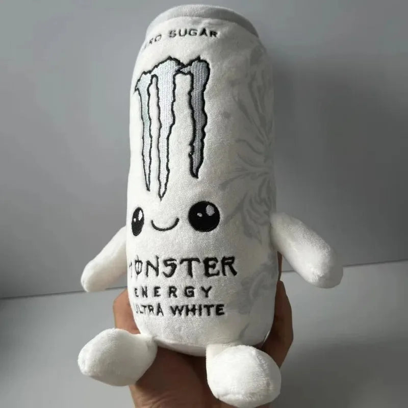 Zero Sugar White Monster Energy Drink Plush Toy Simulation Can Stuffed Ornament Doll Cute Soft Figure Decor Gift for Friend