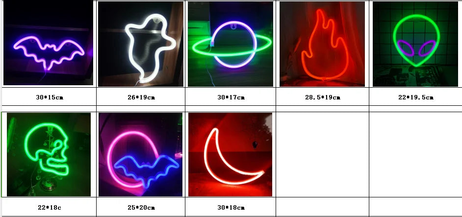 Halloween Bat Spirit LED Neon Wall Decor for Party Gift - Terrifying Atmosphere - USB or Battery Powered