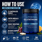 Liposomal Glutathione Capsules with Resveratrol and Vitamin C for Antioxidant Balance and Cellular Defense Support, 60 Capsules