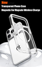 Luxury For Magsafe Transparent Case For iPhone 18 17 16 15 14 13 12 11 Pro Max Mini XR Magnetic Wireless Charge Back Cover Case