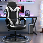 Ergonomic Racing Gaming Chair Adjustable Swivel PU Leather with Headrest and Lumbar Support for Office Computer Living Room