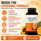 Liposomal Vitamin C 2000mg High Absorption Fat-Soluble 240 Capsules 60 Servings Non-GMO Gluten Free