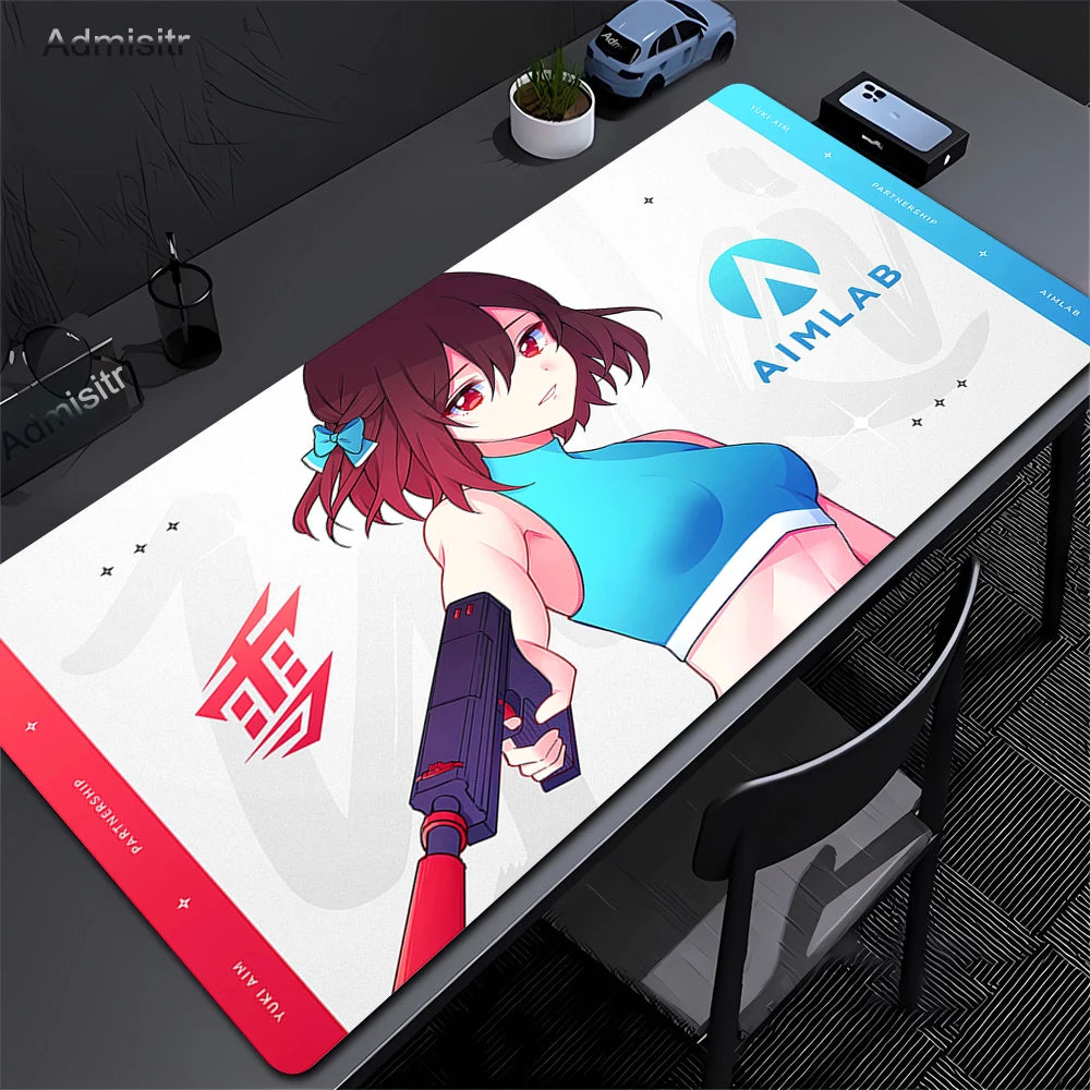 Anime Mask Girl Mouse Pad YUki Aim Gaming Speed Mouse Mat Game Premium Mousepad Gamer E-Sports Desk Mat Computer Keyboard Mats