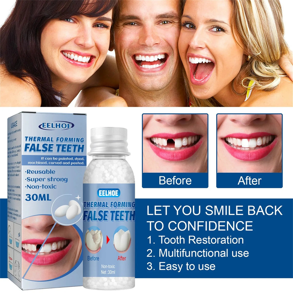 30ml Temporary Tooth Repair Kit Teeth And Gaps FalseTeeth Solid Glue Denture Adhesive Teeth Whitening Tooth Beauty Tool