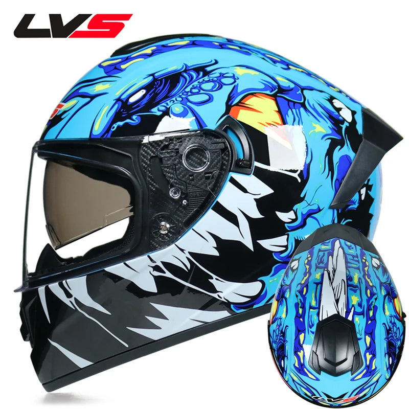 Full Face Racing Helmets Winter Warm Double Visor Motorcycle Helmet Motorbike Sports helmet LVS-701