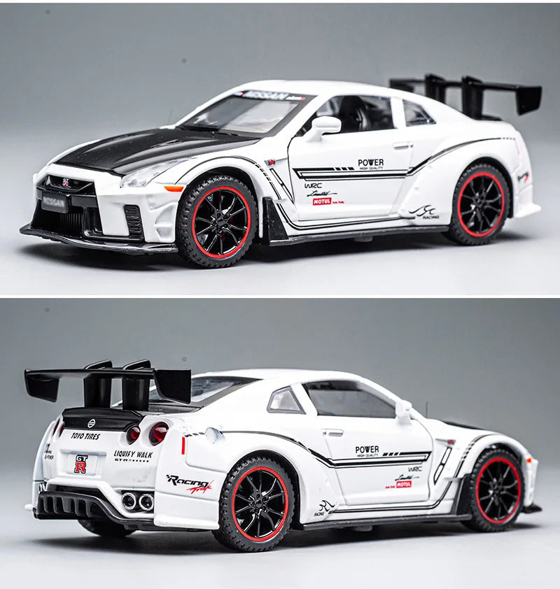 1/32 Nissan Skyline GTR R35 Nismo GT3 Racing Toy Car Model For Children RMZ CiTY Diecast Alloy Miniature Sound Light Collection