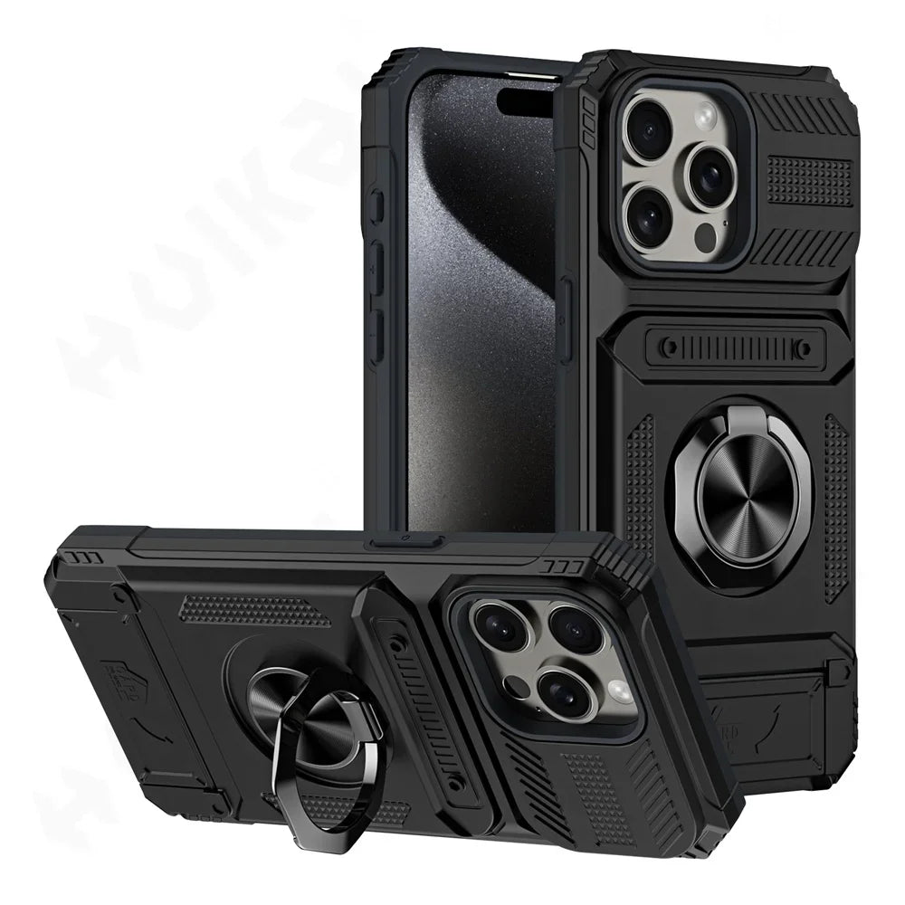 Case For Samsung S24 S23 Ultra Plus FE A14  A15 25 35 55 Magnetic Rotated Ring Kickstand Heavy Duty Drop Protection Wallet Cover