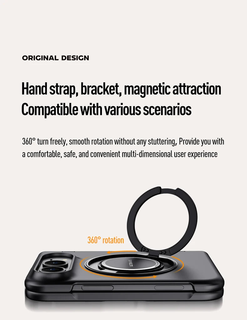 MagSafe Metal 360 Rotating Holder Case With Glass Screen Protector For iPhone